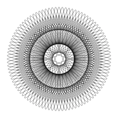 A spirograph page generated by Lakolam at seed 0xa11ce